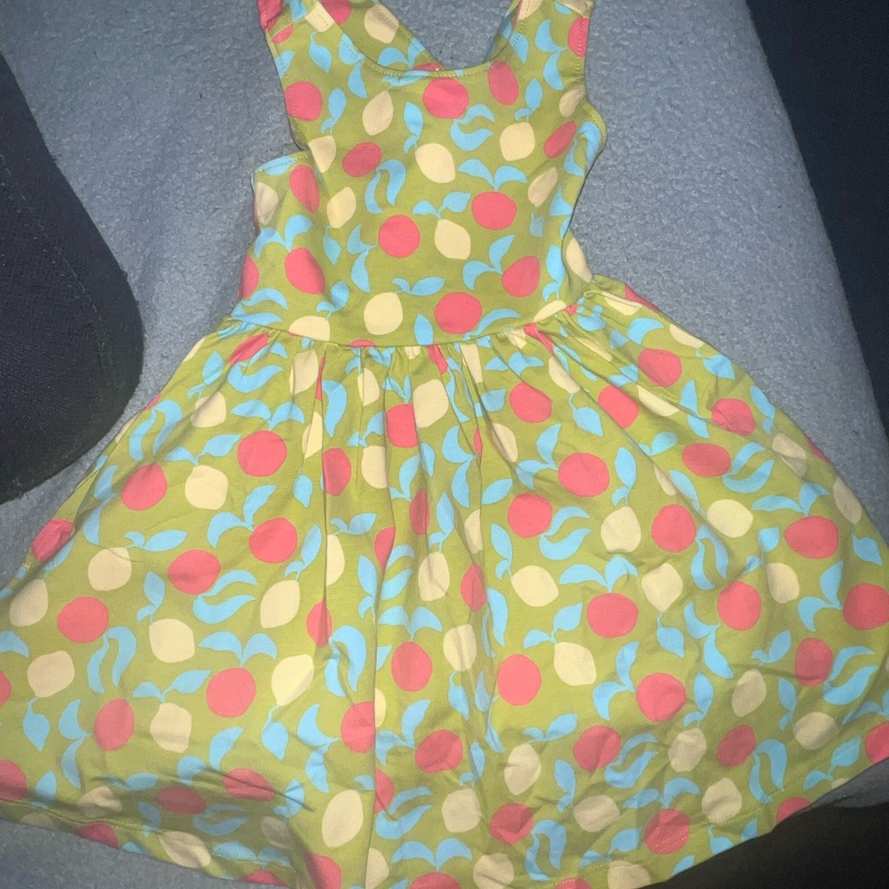 Hanna Andersson Green Dress with Red and Blue Accents